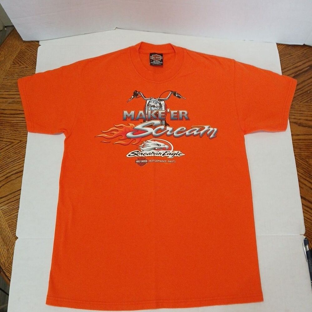 Vintage Harley Davidson Maker'er Scream Screaming Eagle/ Mid-Oh Orange M Y2K S.S
